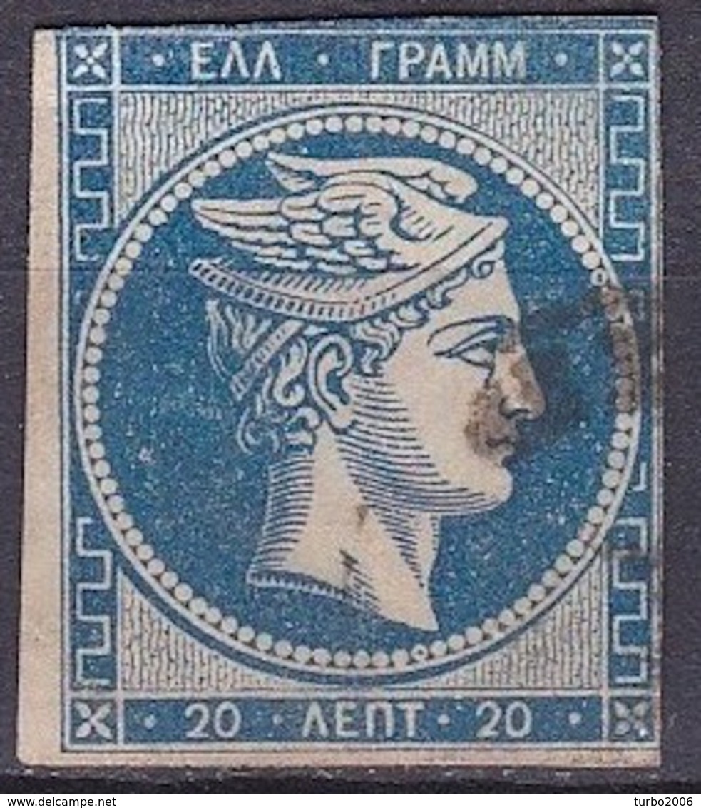 GREECE 1875-80 Large Hermes Head On Cream Paper 20 L Blue H 51 B - Gebruikt