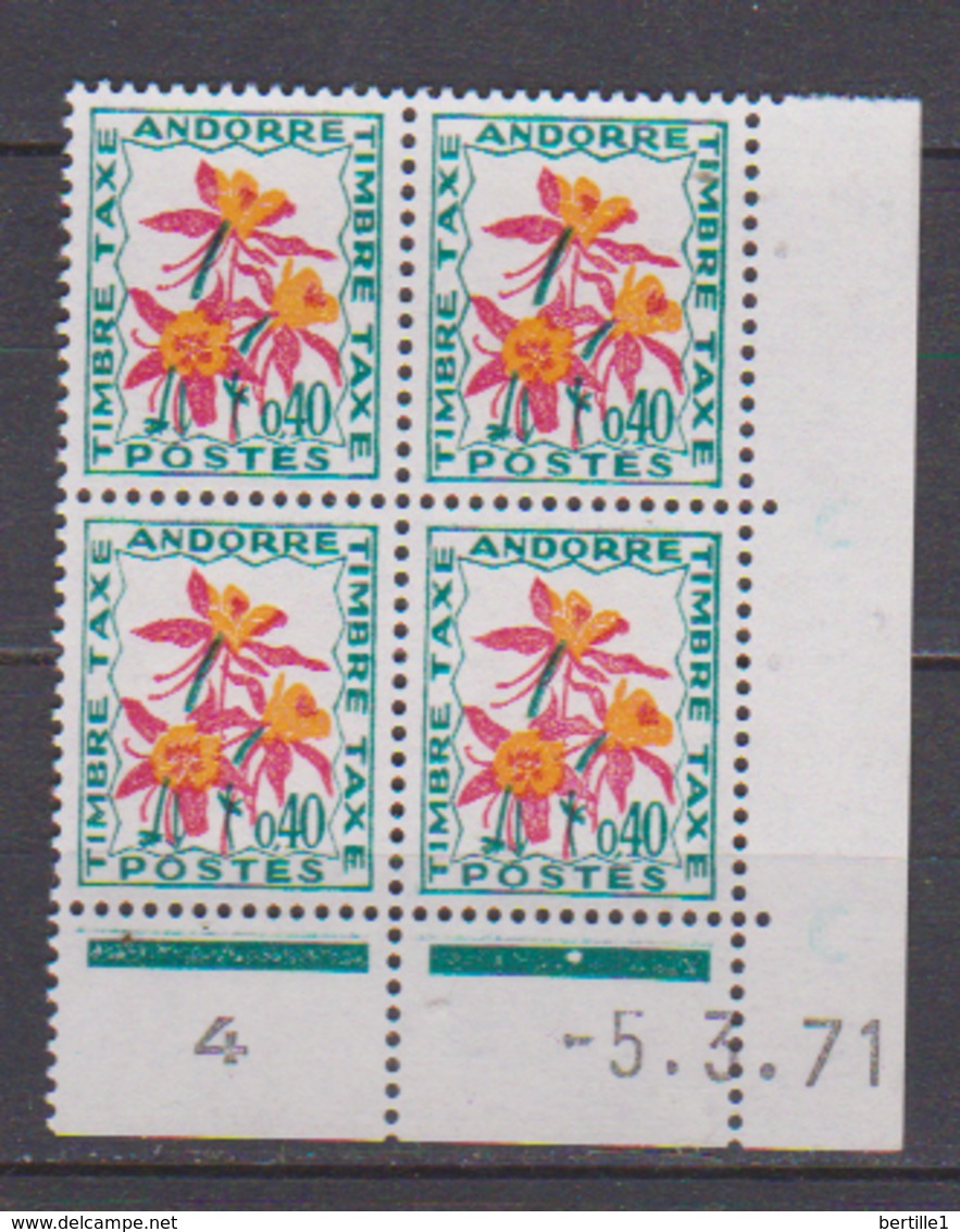 ANDORRE         N°  YVERT  COIN DATE TAXE 51   ( 05.03.71 )   NEUF SANS  CHARNIERES - Unused Stamps