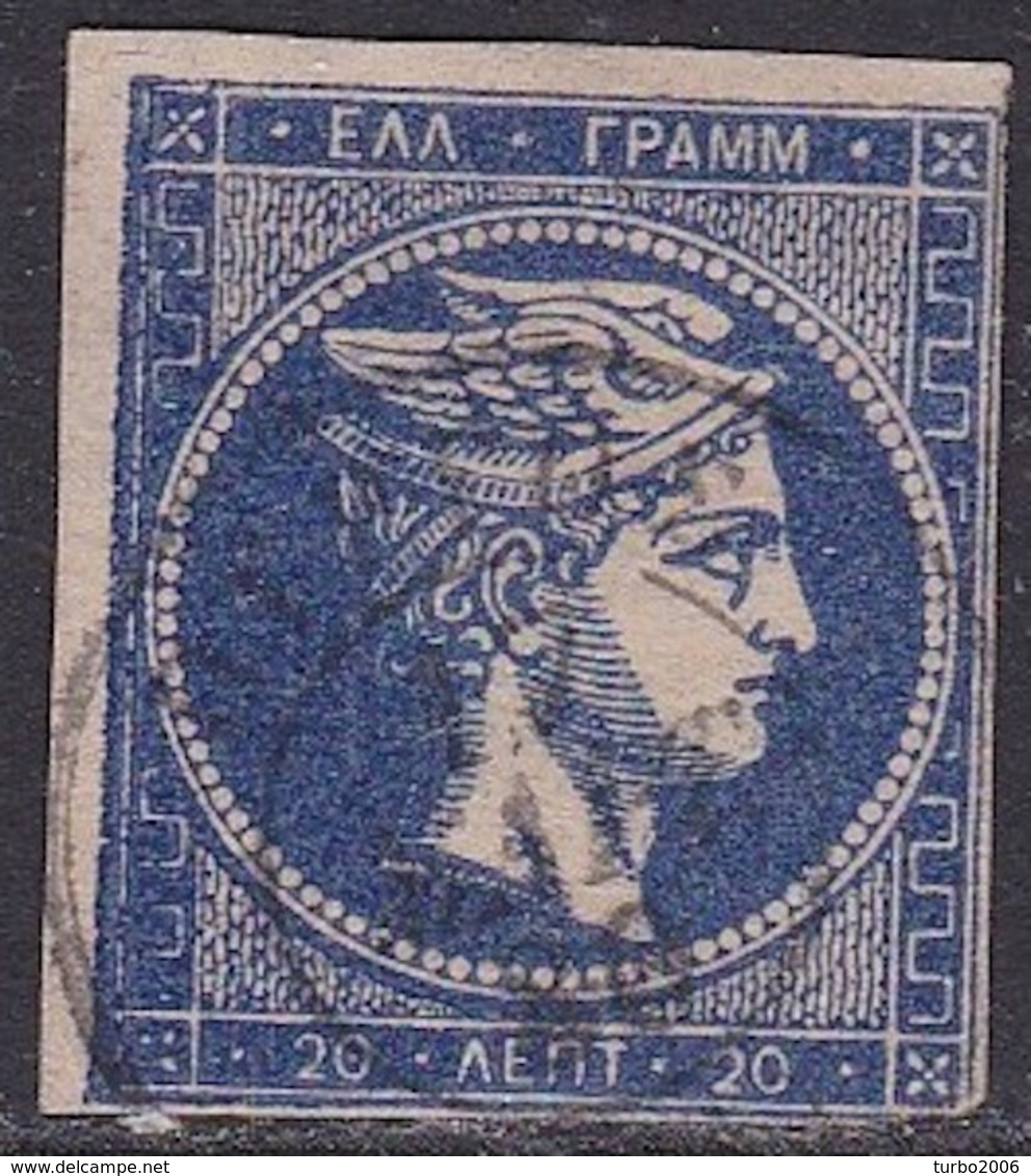 GREECE 1875-80 Large Hermes Head On Cream Paper 20 L Ultramarine H 51 F - Used Stamps