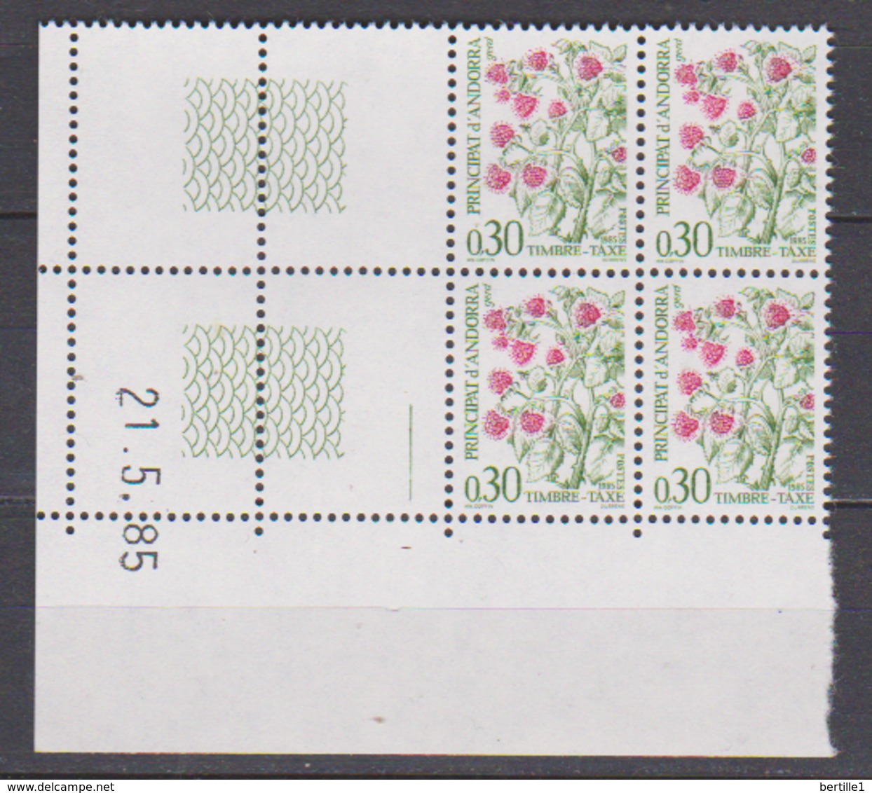 ANDORRE         N°  YVERT  COIN DATE TAXE 55   ( 21.05.85 )   NEUF SANS  CHARNIERES - Unused Stamps