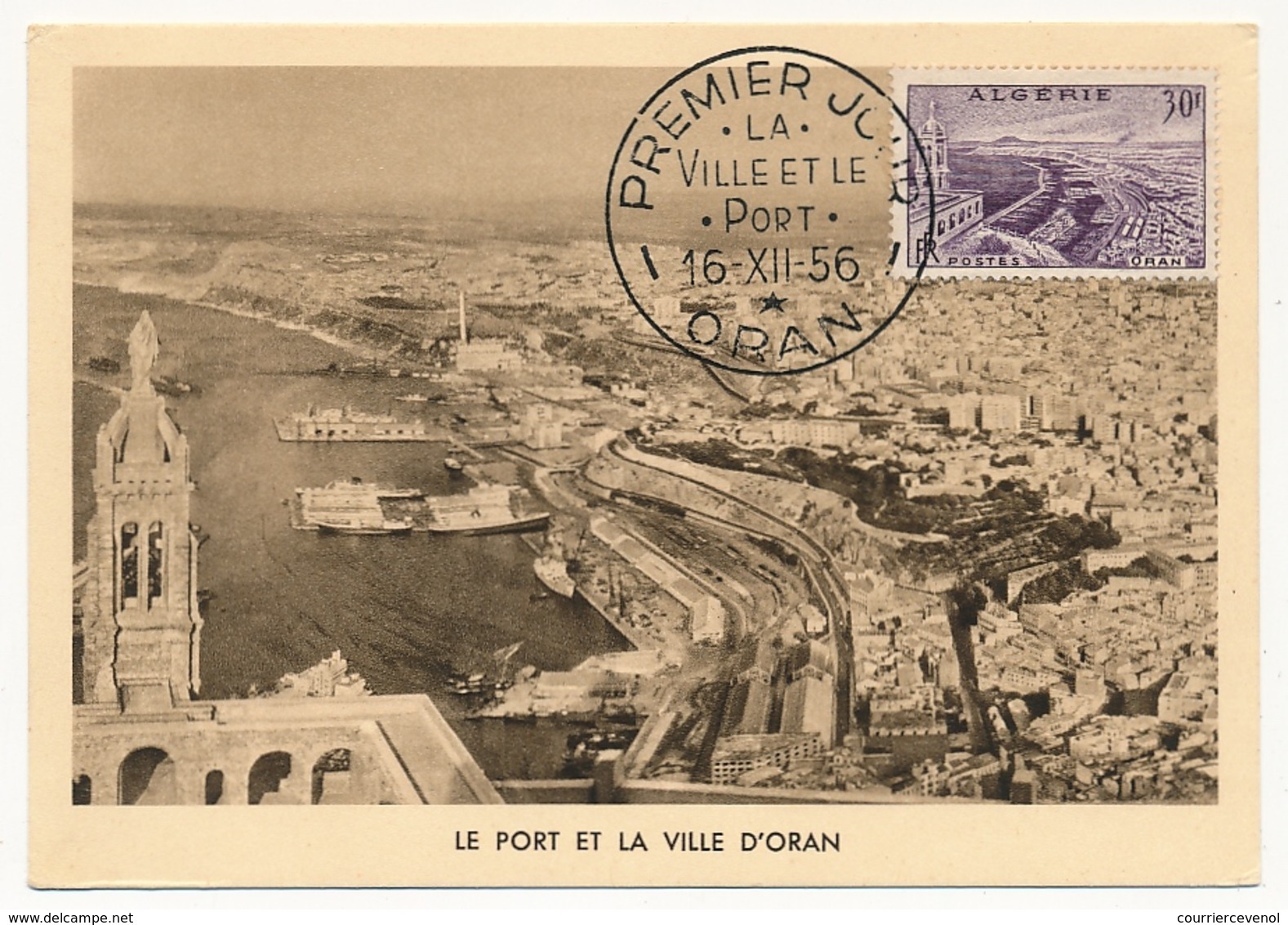 ALGERIE - Carte Maximum - 30f La Ville Et Le Port - ORAN - 16/12/1956 - Cartes-maximum