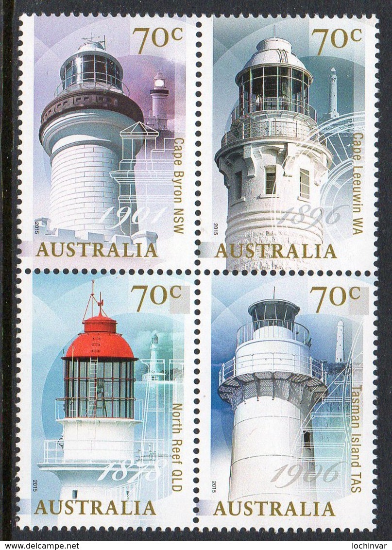 AUSTRALIA, 2015 LIGHTHOUSES BLOCK 4 MNH - Nuevos