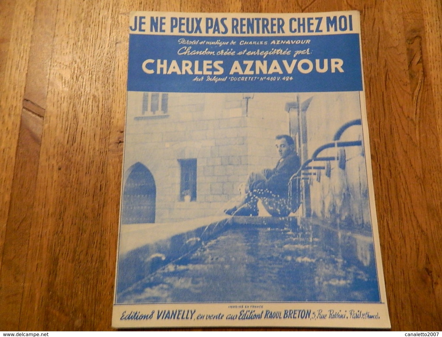 CHARLES AZNAVOUR; PARTITION DE LA CHANSON  - JE NE PEUX PAS RENTRER CHEZ MOI - Sonstige & Ohne Zuordnung