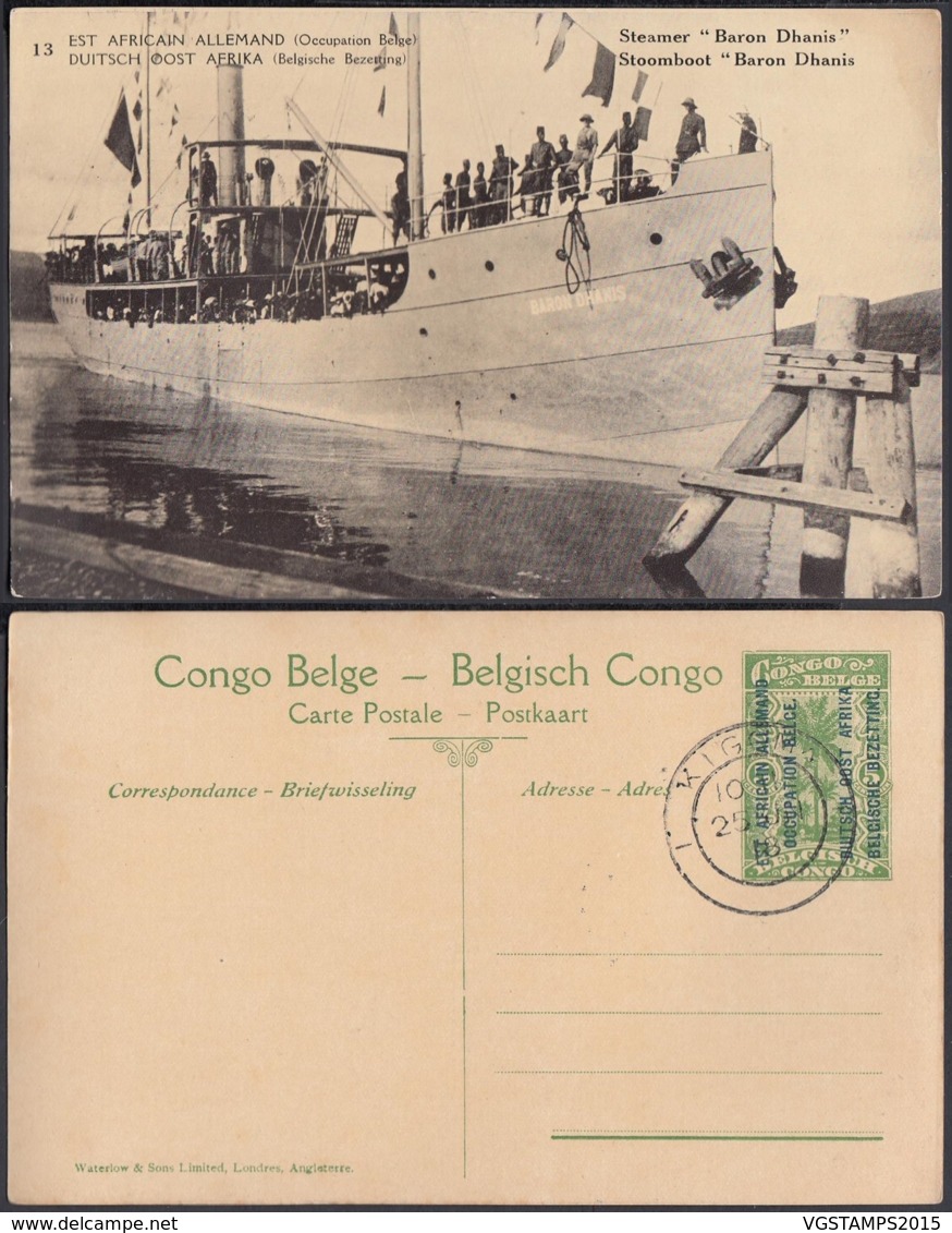 CONGO EP VUE 5C VERT "N°13 EST AFRICAIN ALLEMAND (Occupation Belge) Steamer Baron Dhanis" (DD) DC7010 - Interi Postali