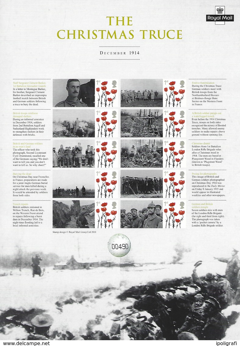 Gran Bretagna, 2014 CS26 La Tregua Di Natale 1914, I Guerra Mondiale, Smiler, Con Custodia, Perfetto - Francobolli Personalizzati