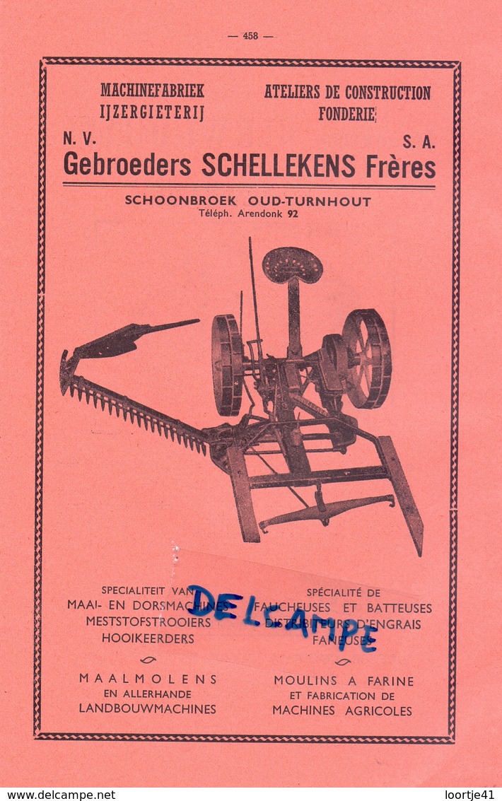 Pub Reclame Org. Knipsel Magazine - Landbouw Agriculture - Machines Gebrs Schellekens - Schoonbroek Oud Turnhout 1951 - Publicités