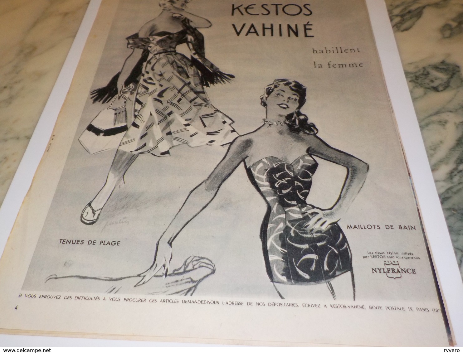 ANCIENNE PUBLICITE HABILLE LES FEMMES KESTOS VAHINE  1953 - Autres & Non Classés