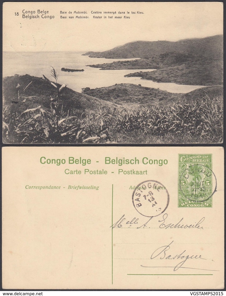 CONGO EP VUE 5C VERT "N°18 Congo Belge Baie De Mobinbi Cratère Immergé Dans Le Lac Kivu " (DD) DC7032 - Interi Postali