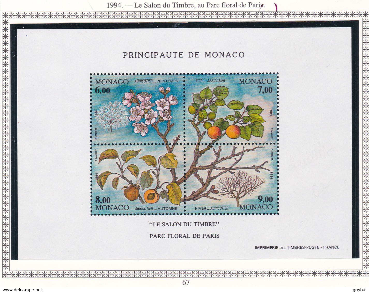 Monaco - Bloc Feuillet - 1994 - BF N°67** - Bloques