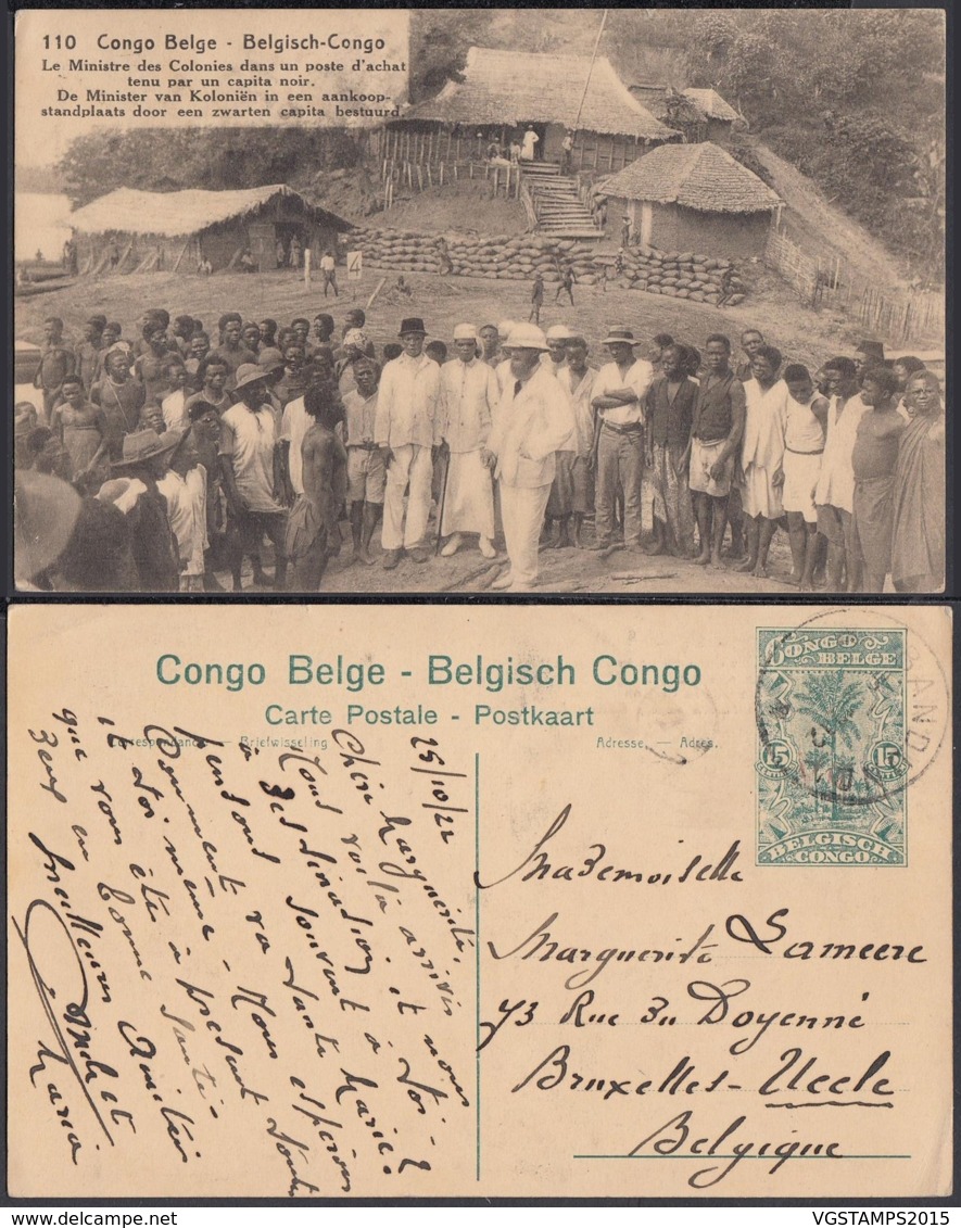 CONGO EP VUE 15C VERT "N°110 Congo Belge Le Ministre Des Colonies Dans Un Poste D'achat " (DD) DC7058 - Enteros Postales