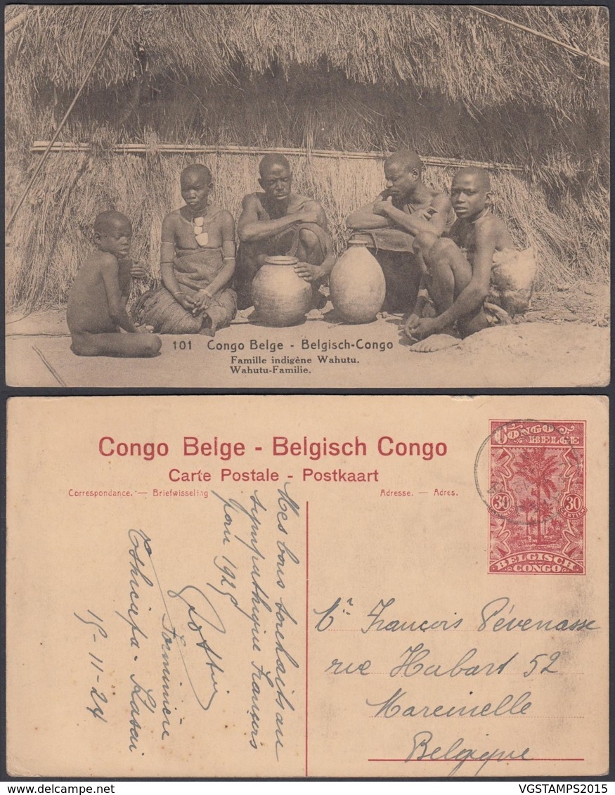 CONGO EP VUE 30C ROUGE "N°101 Congo Belge Famille Indigènes Wahutu" (DD) DC7066 - Ganzsachen