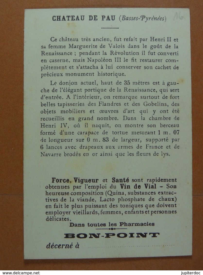 Vin De Vial (10,5 Cm X 7,2 Cm) (historique Au Verso) Château De Pau Naissance De Henri IV /16/ - Autres & Non Classés