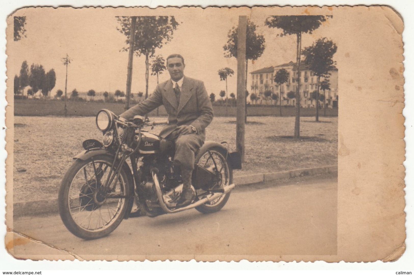 MOTO MOTORCYCLE LINX TORINO - FOTOCARTOLINA ORIGINALE ANNI '40 - Autres & Non Classés