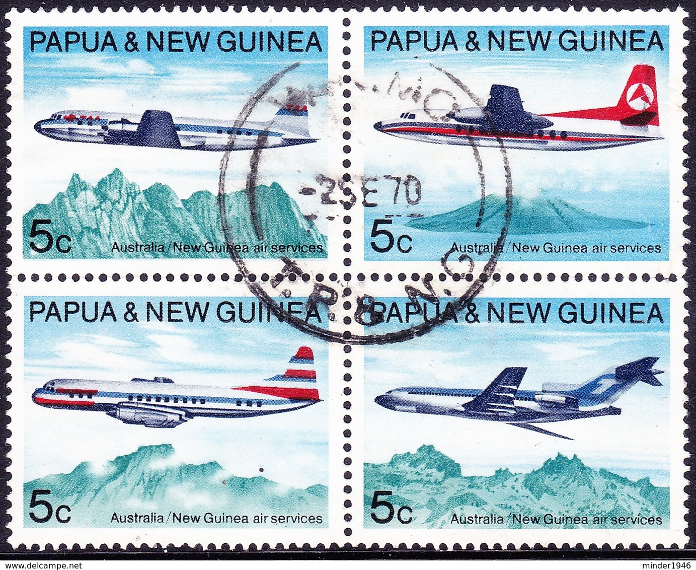 PAPUA & NEW GUINEA 1970 Australian & New Guinea Air Service Block Of 4 SG177/180 Used - Papua New Guinea