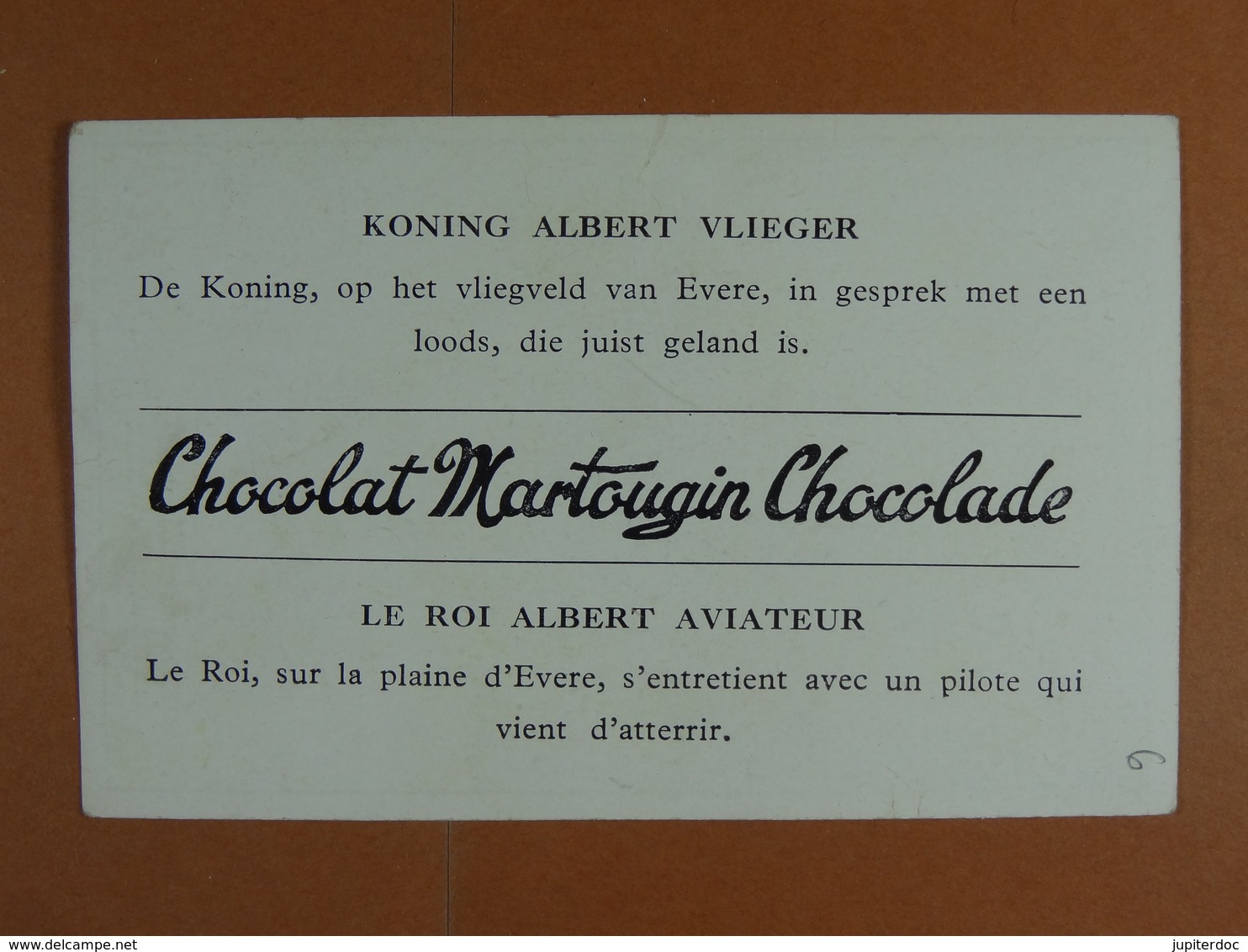 Chocolat Martougin (11 Cm X 7 Cm) Dynastie Belge Le Roi Albert Aviateur /6/ - Autres & Non Classés