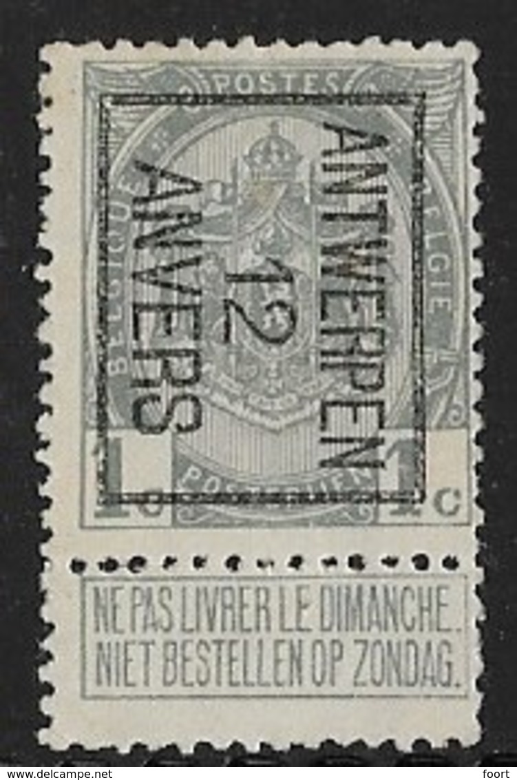 Antwerpen  1912  Typo Nr. 20B - Typo Precancels 1906-12 (Coat Of Arms)