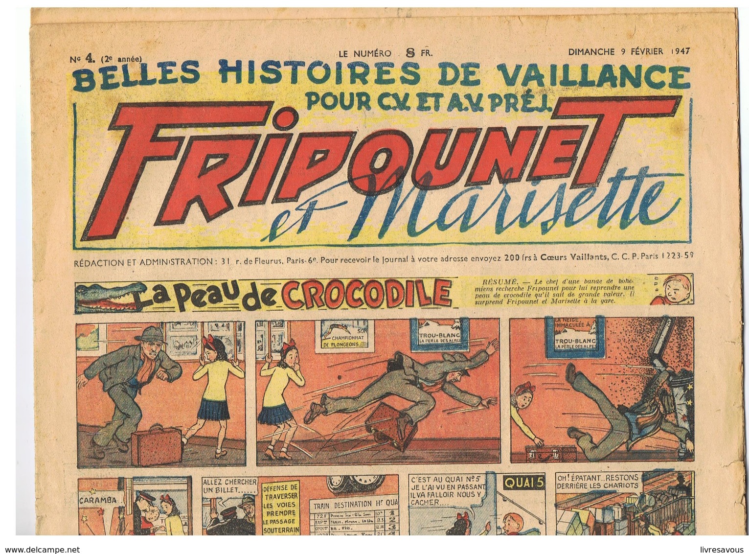 Fripounet Et Marisette La Peau Du Crocodile N°4 Du 02/09/1947 2 ème Année - Fripounet