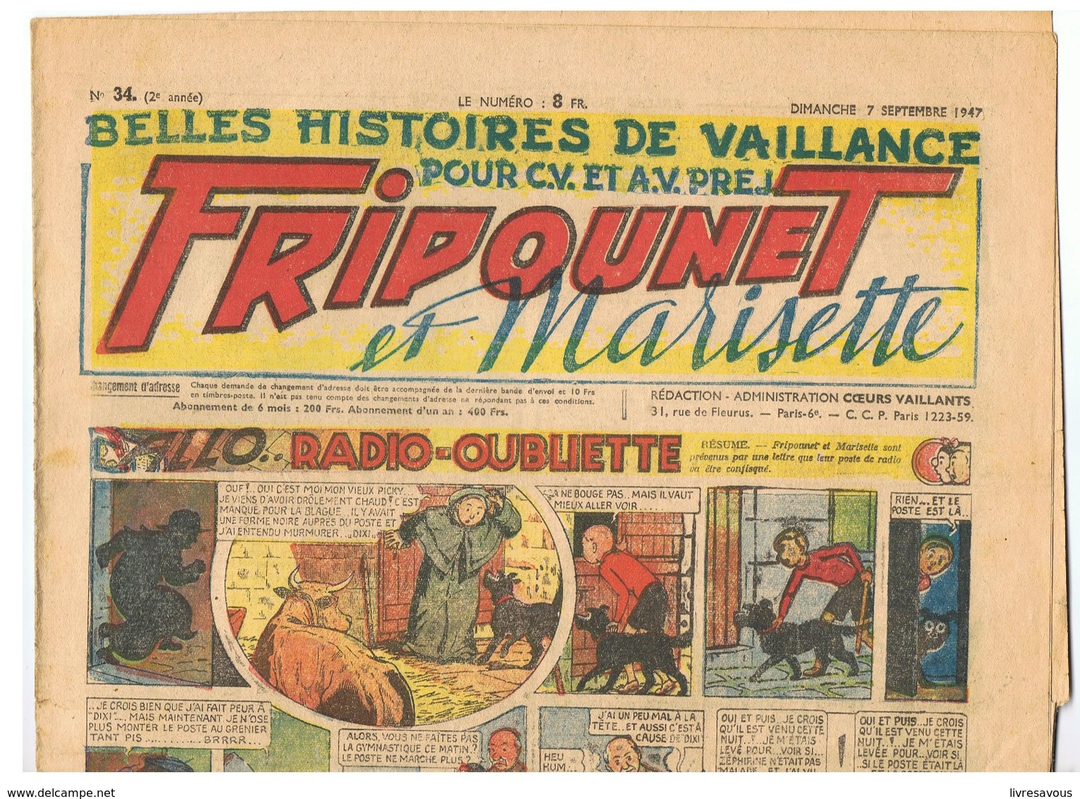 Fripounet Et Marisette ALLO... RADIO-OUBLIETTE N°34 Du 07/09/1947 2 ème Année - Fripounet