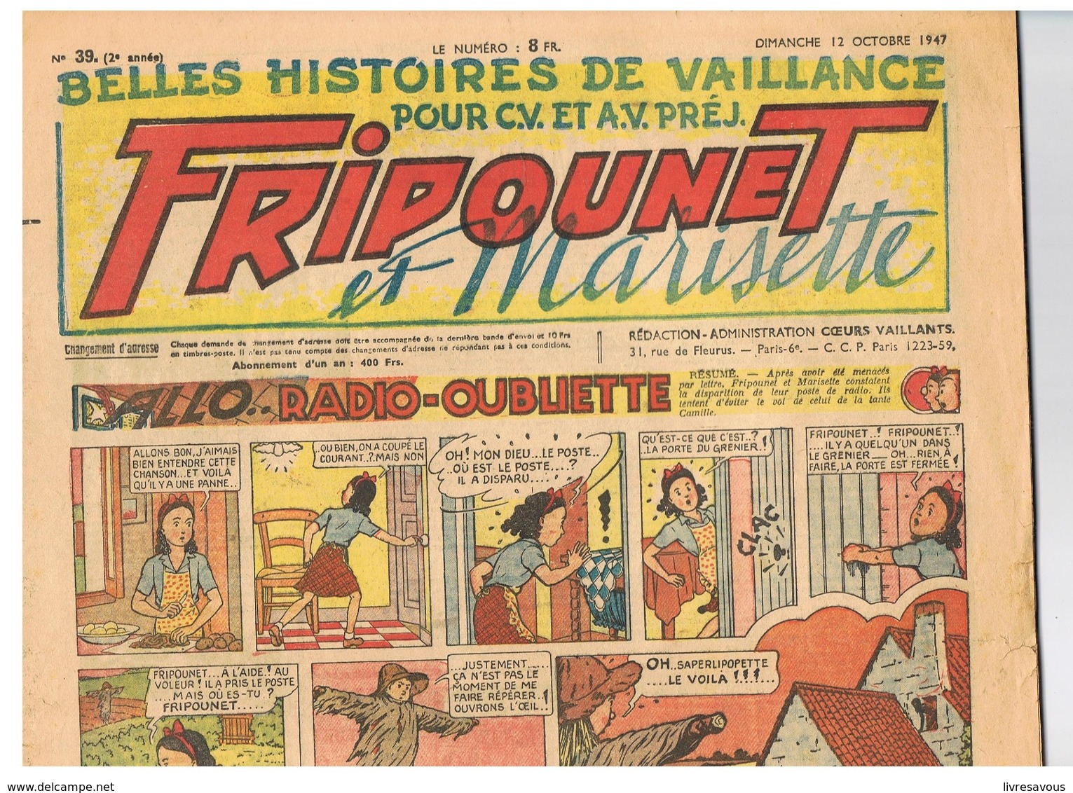 Fripounet Et Marisette ALLO... RADIO-OUBLIETTE N°39 Du 12/10/1947 2 ème Année - Fripounet