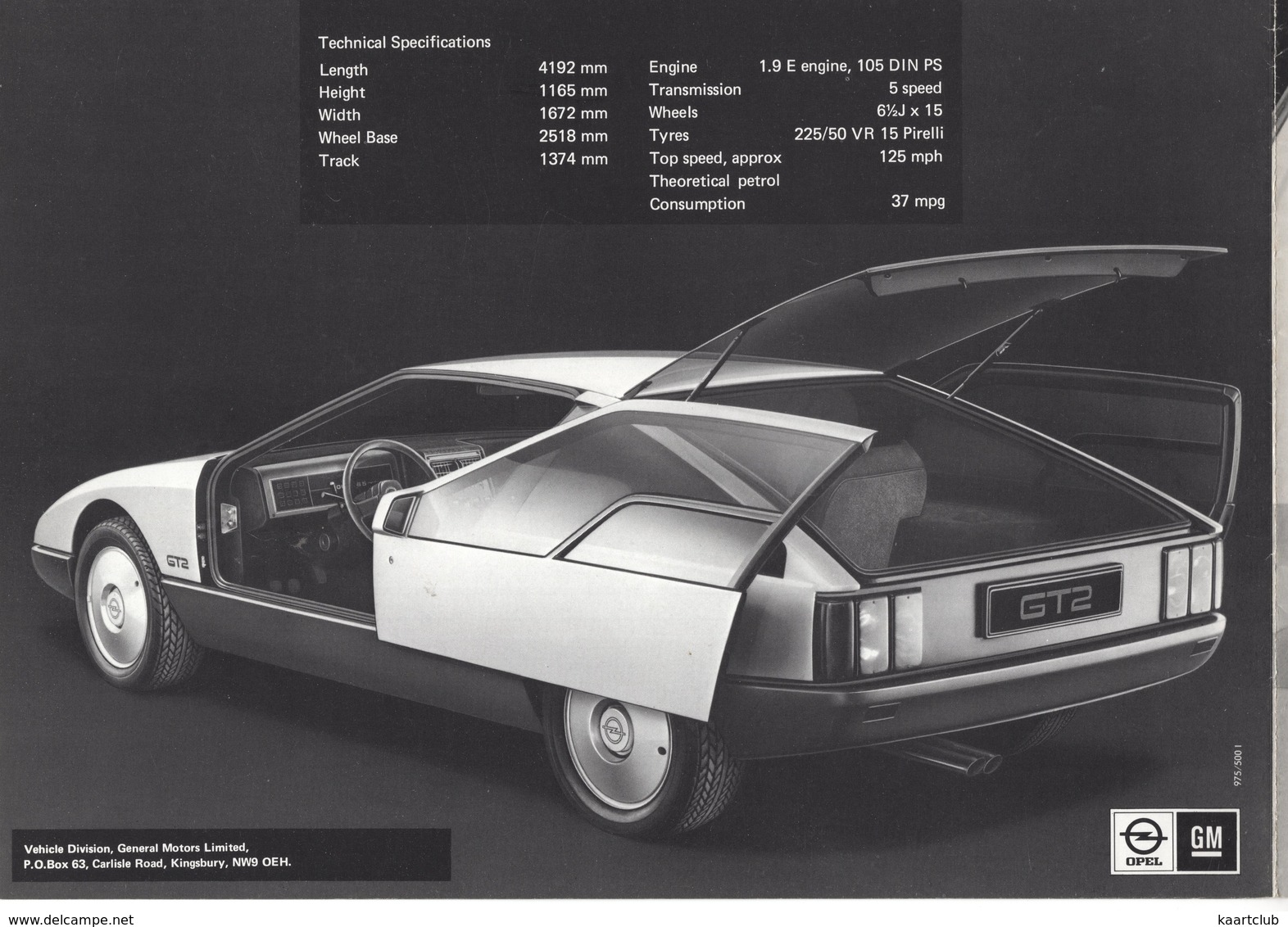 GT2 - An Experimental Study By OPEL - (Vehicle Division, General Motors Limited, Carlisle Road, Kinsbury, NW9 OEH) - Auto/moto