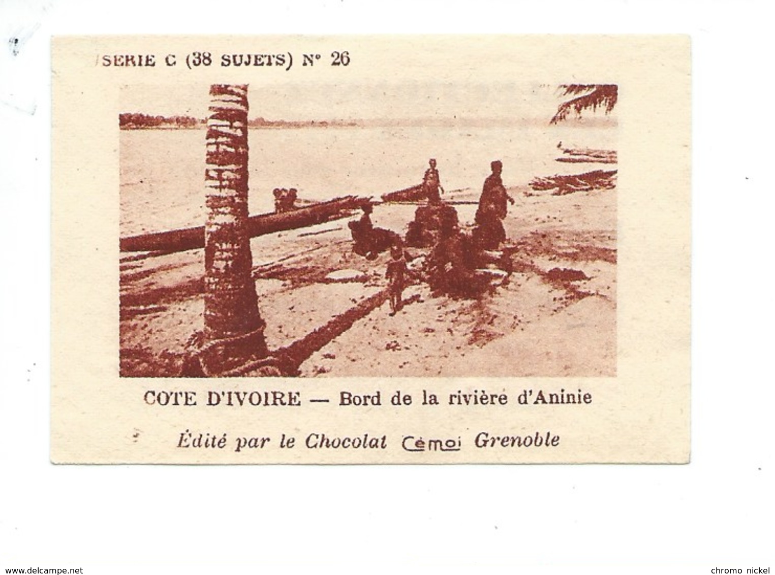 Chromo AOF Côte D'Ivoire Rivière D'ANINIE TB 75 X 50 Mm Pub: Chocolat Cémoi Au Dos Colonies Françaises - Autres & Non Classés