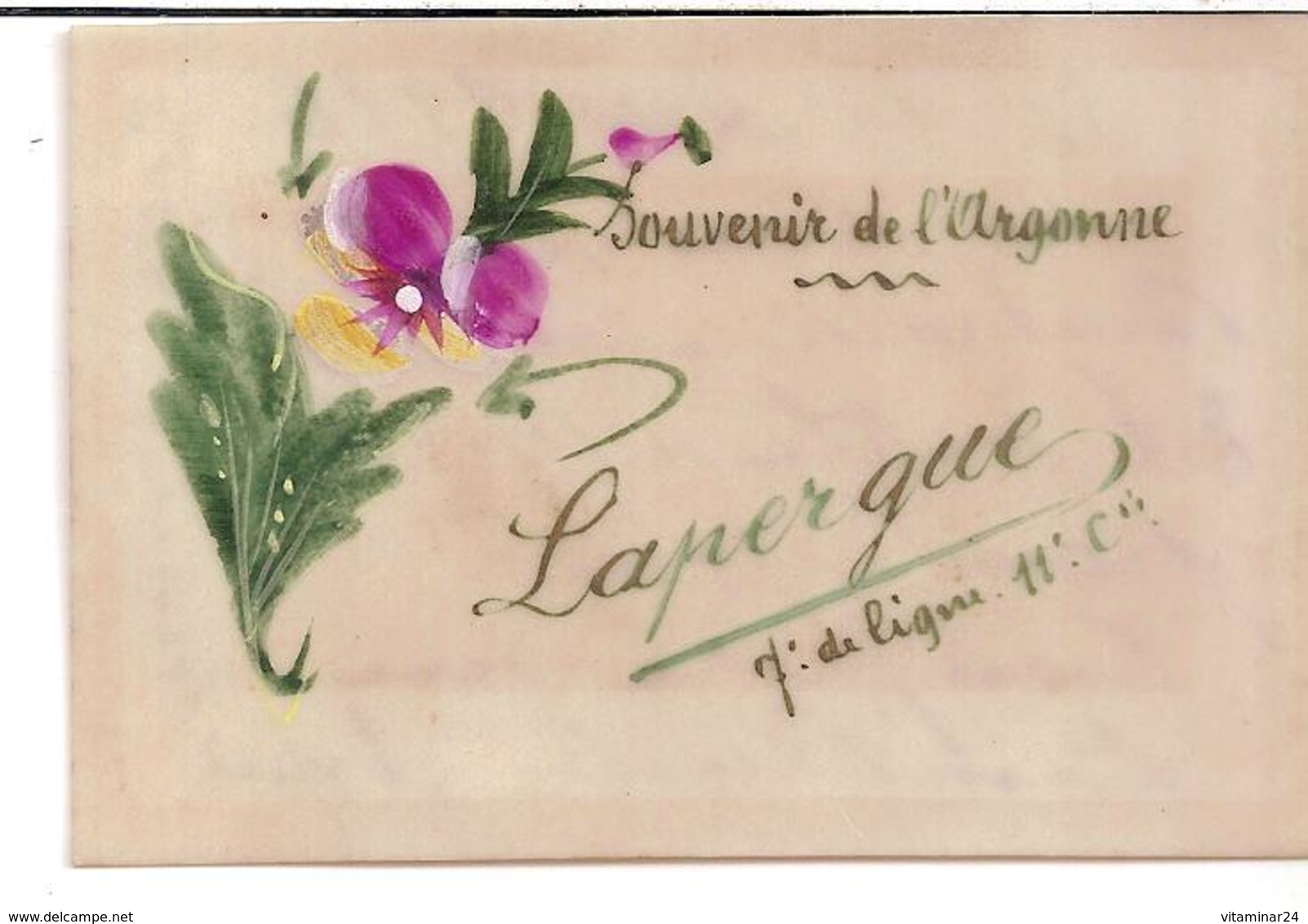 "Souvenir De L'Argonne" LAPERGUE, 7e De Ligne - 11e Cie. Carte Celluloïd Fantaisie... - Documents