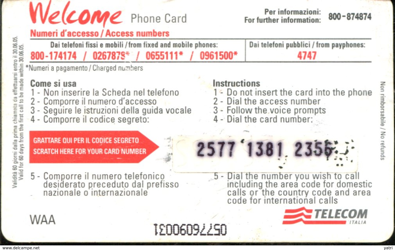 Carta Prepagata Telecom - [2] Sim Cards, Prepaid & Refills