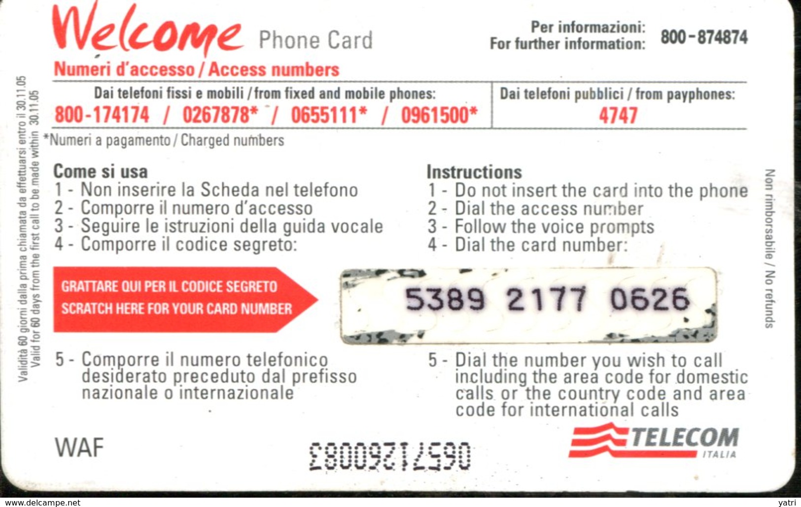 Carta Prepagata Telecom - [2] Handy-, Prepaid- Und Aufladkarten