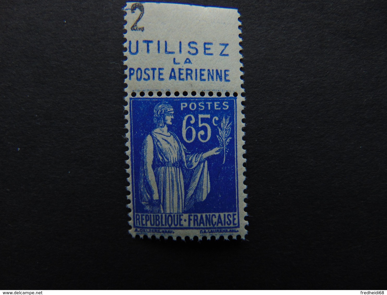 Lot De 2 N°. 247** Type Paix à 65 Centimes Bleus Avec Bandes Pub Poste Aérienne Supérieure Et Inférieure - Autres & Non Classés