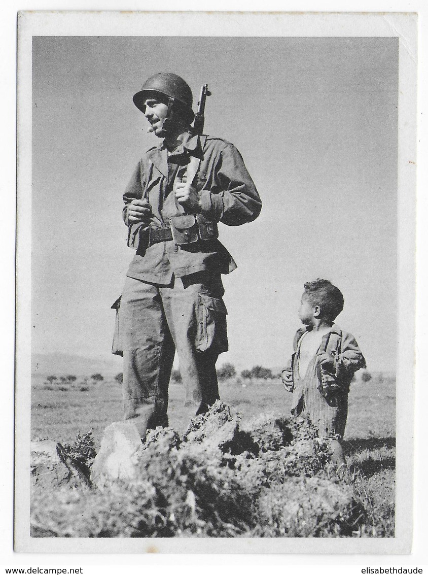 GUERRE D'ALGERIE - CARTE ILLUSTREE Ed. BACONNIER - PROPAGANDE FRANCAISE - SOLDAT ET SON JEUNE AMI MUSULMAN - War Of Algeria
