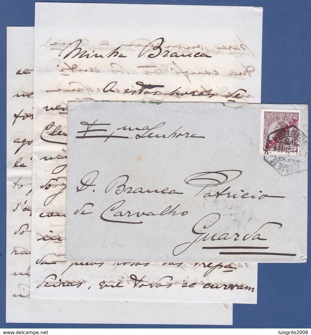 COVER + LETTER - Lisboa Central To Guarda / Cancel - Nov. 1910 - Lettres & Documents