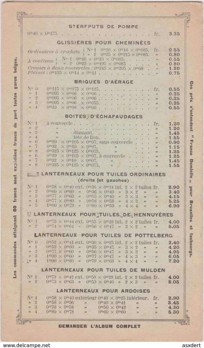 Belgique Préo. Bruxelles 1912 S/ Pub. Camus & Cie. Carrelages-Ceramiques-Carreaux Pavés De Luxe. TB. - Roulettes 1910-19