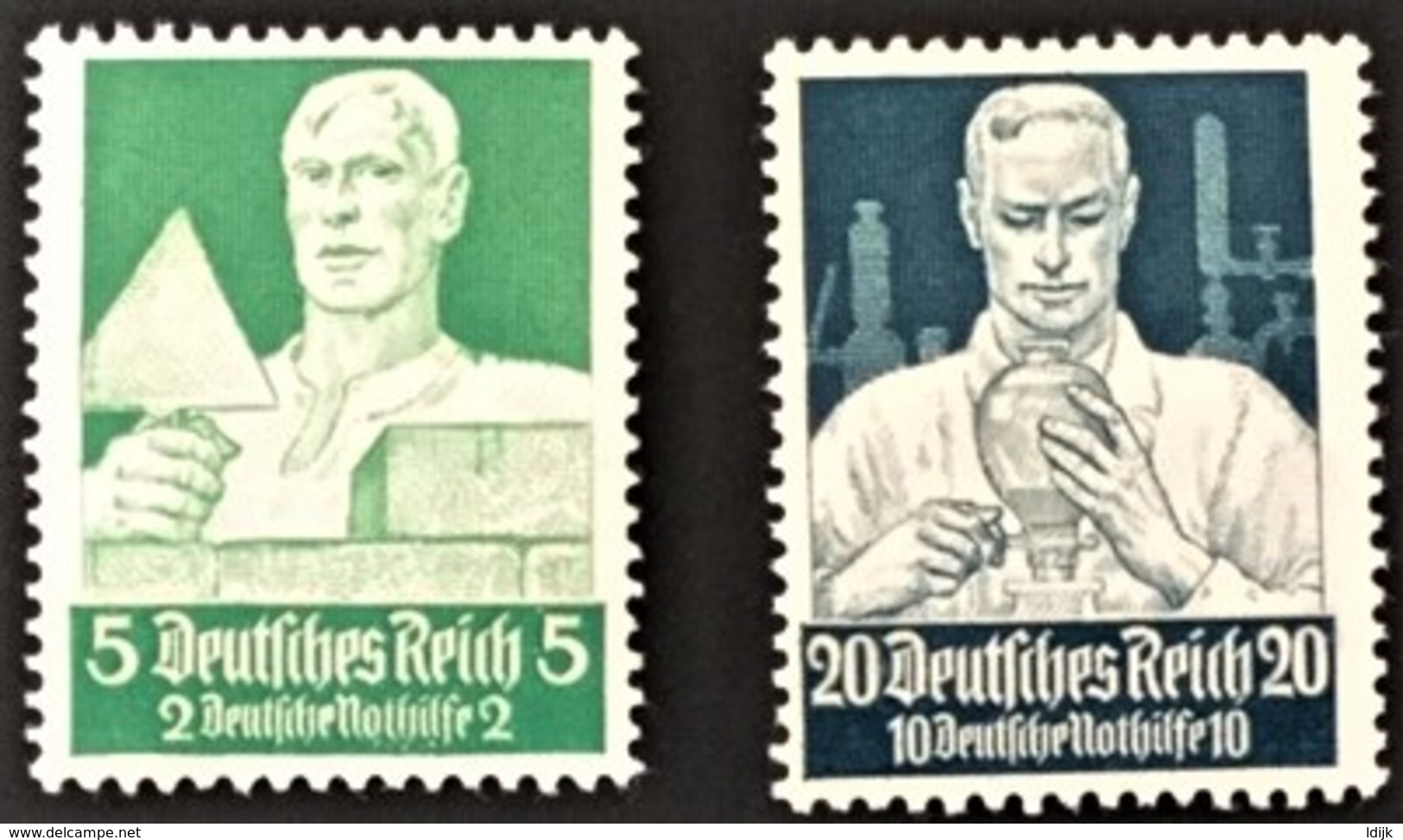 1934 Deutsche Nothilfe - Berufsstände Mi. 558*) + 562*) - Ungebraucht