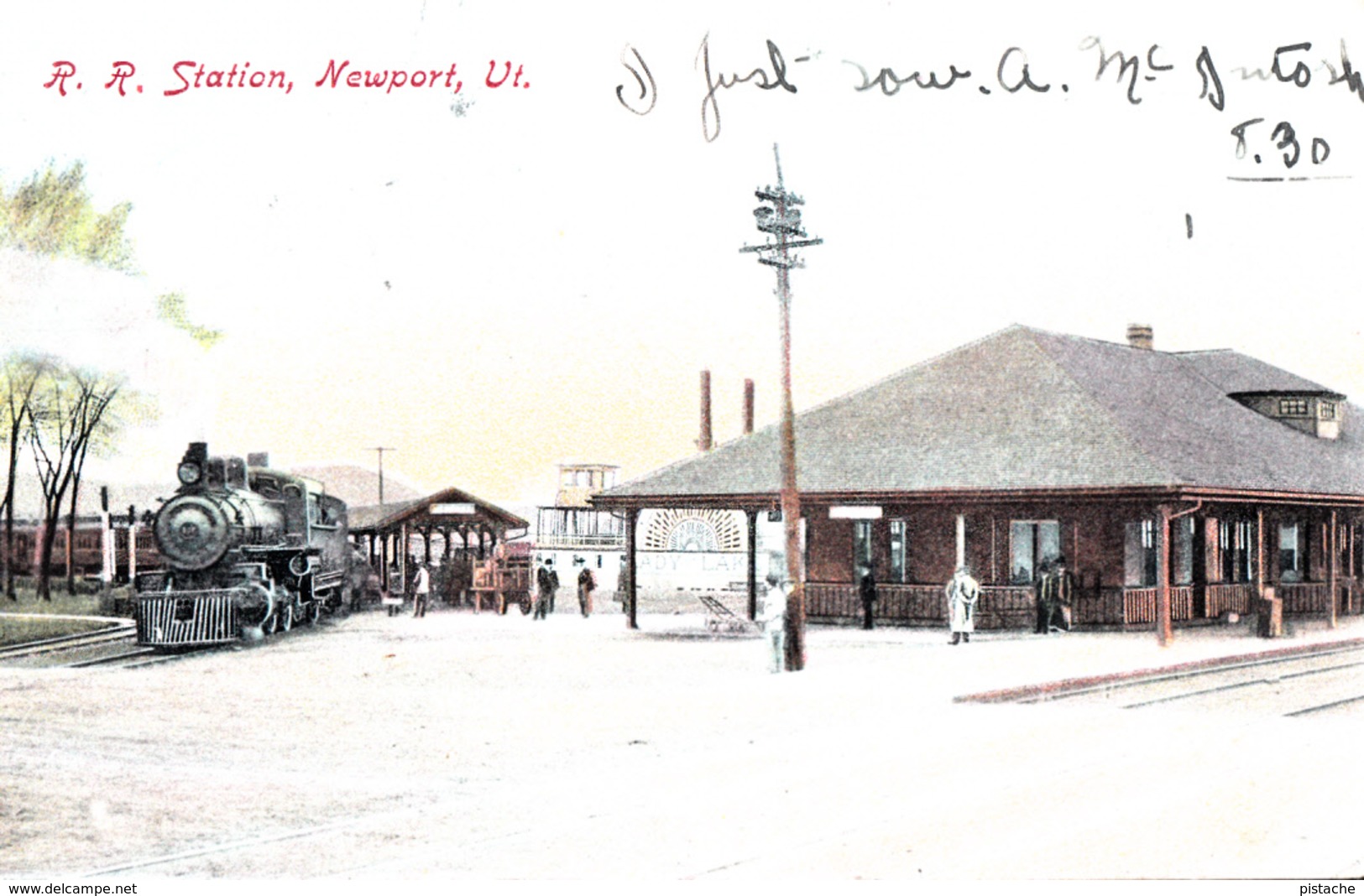 Newport Vermont VT - Railway Station - Locomotive - Written 1908 - VG Condition - Animation - Stamp + Postmark - 2 Scans - Other & Unclassified