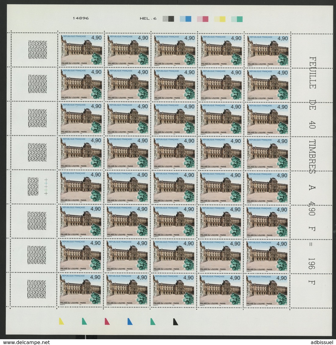 1998 N° 3173 + 3174 Cote 176 € 2 Feuilles Complètes De 40 Timbres. Neufs ** (MNH). Palais Du Louvre / Palais Impérial - Denkmäler