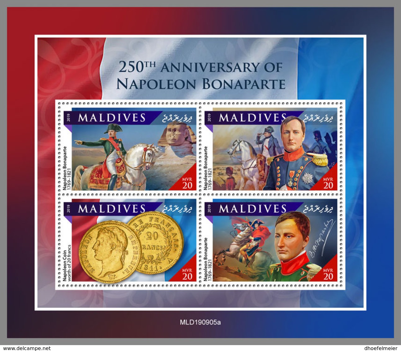 MALDIVES 2019 MNH Napoleon Bonaparte M/S - IMPERFORATED - DH2007 - Franz. Revolution