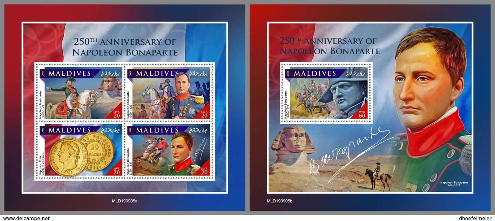 MALDIVES 2019 MNH Napoleon Bonaparte M/S+S/S - IMPERFORATED - DH2007 - Franz. Revolution