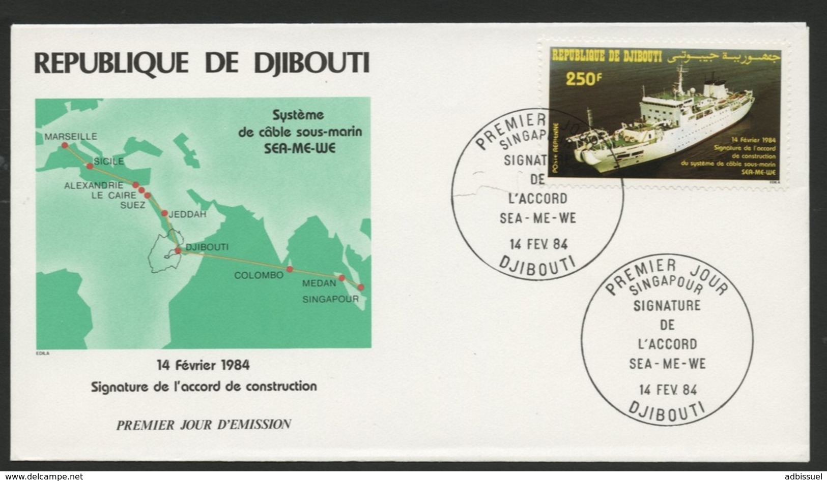 DJIBOUTI POSTE AERIENNE N° 3,  EPREUVE DE LUXE + BLOC FEUILLET NON DENTELE + ENVELOPPE 1er JOUR - Yibuti (1977-...)