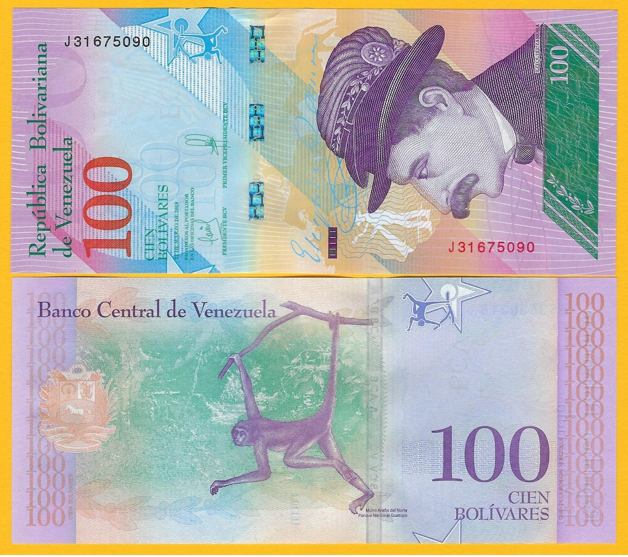 Venezuela 100 Bolivares P-106 2018 (22.03.2018) UNC Banknote - Venezuela