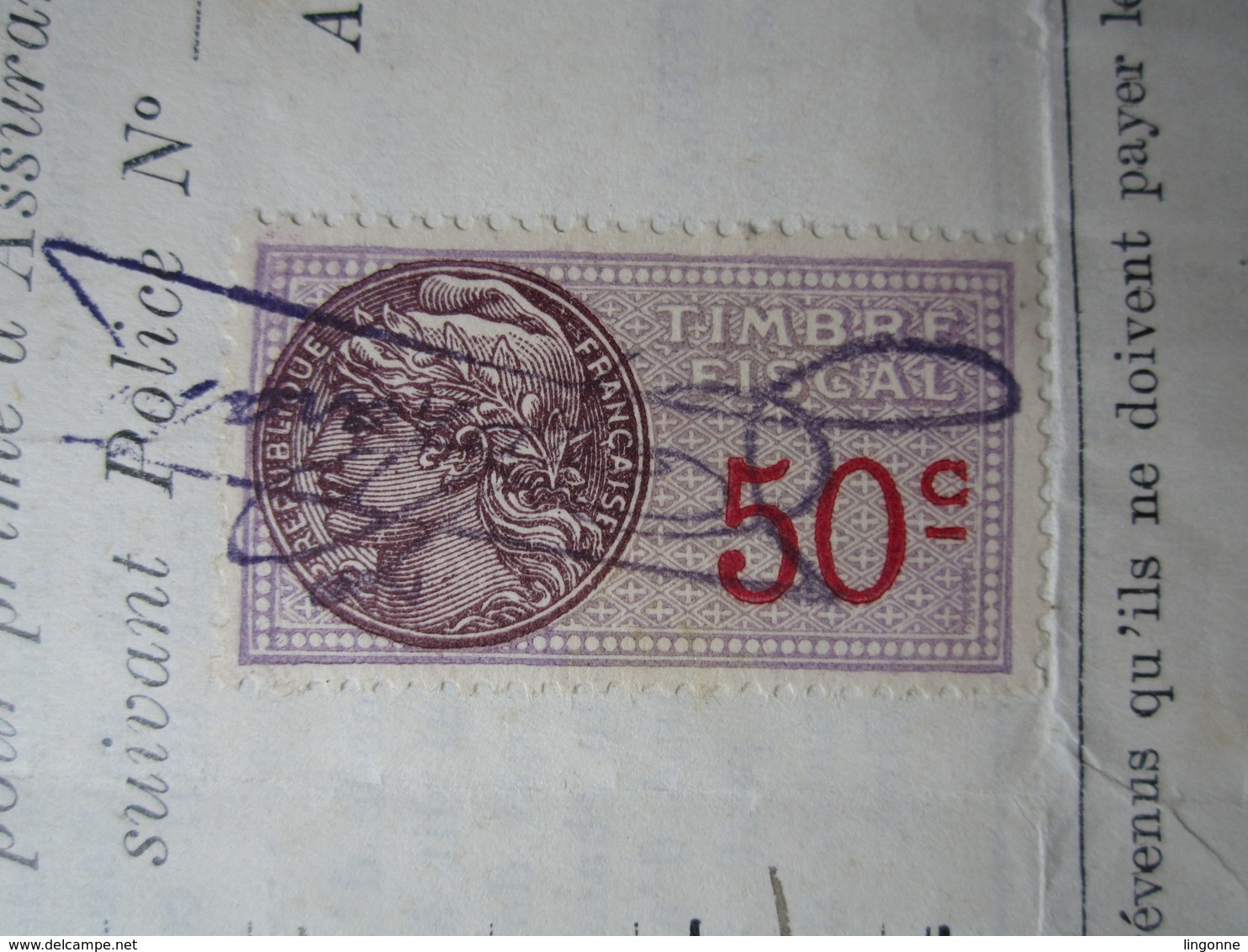 1936 MIGNAVILLERS (Haute-Saône) LA FRANCE - H. CHARATRE LURE Timbre Fiscal 50 Centimes - 1900 – 1949