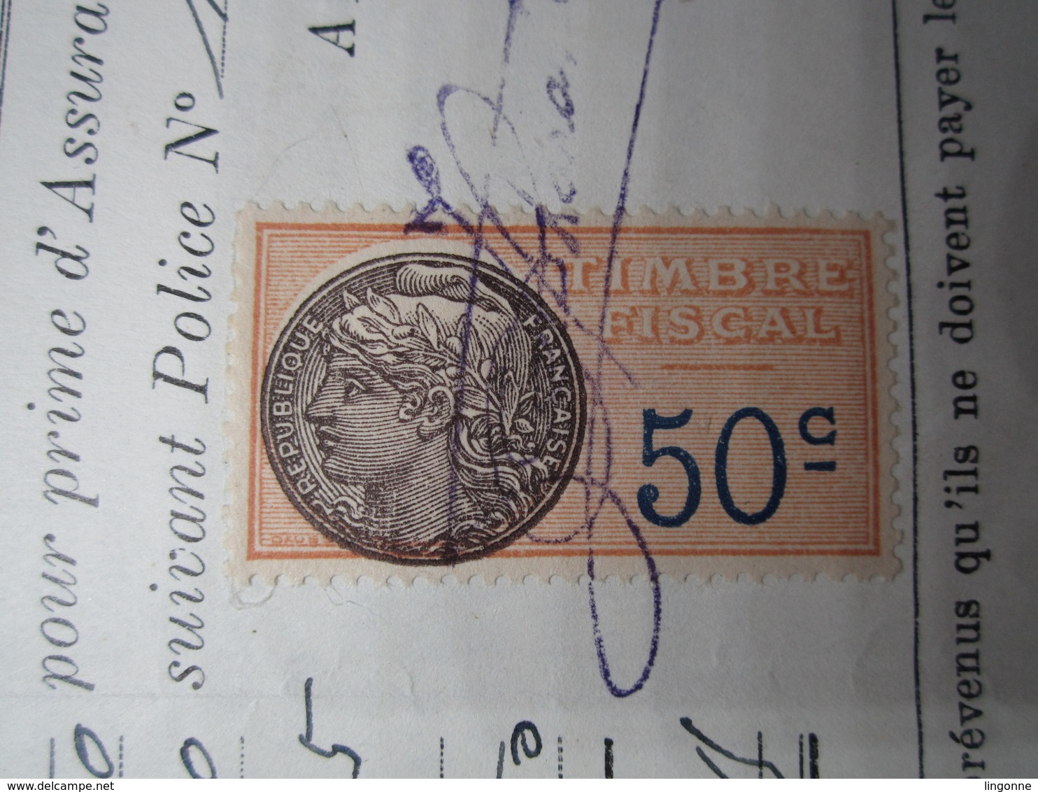 1935 MIGNAVILLERS (Haute-Saône) LA FRANCE - H. CHARATRE LURE Timbre Fiscal 50 Centimes - 1900 – 1949