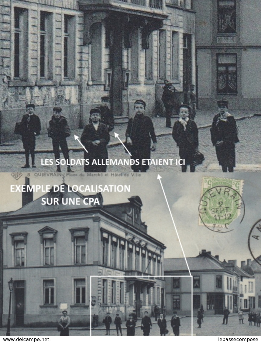 INEDIT QUIEVRAIN - HOTEL DE VILLE OCCUPE PAR L' ARMEE DU KAISER - OFFICIERS ALLEMANDS VERS 1914 - PLACE DU MARCHE - Quiévrain