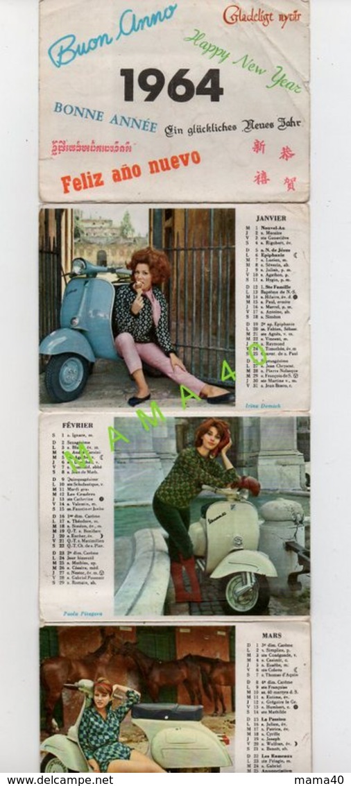 CALENDRIER EN ACCORDEON DE 1964 - PIN'UP AVEC SA VESPA - SCOOTER - Kleinformat : 1961-70