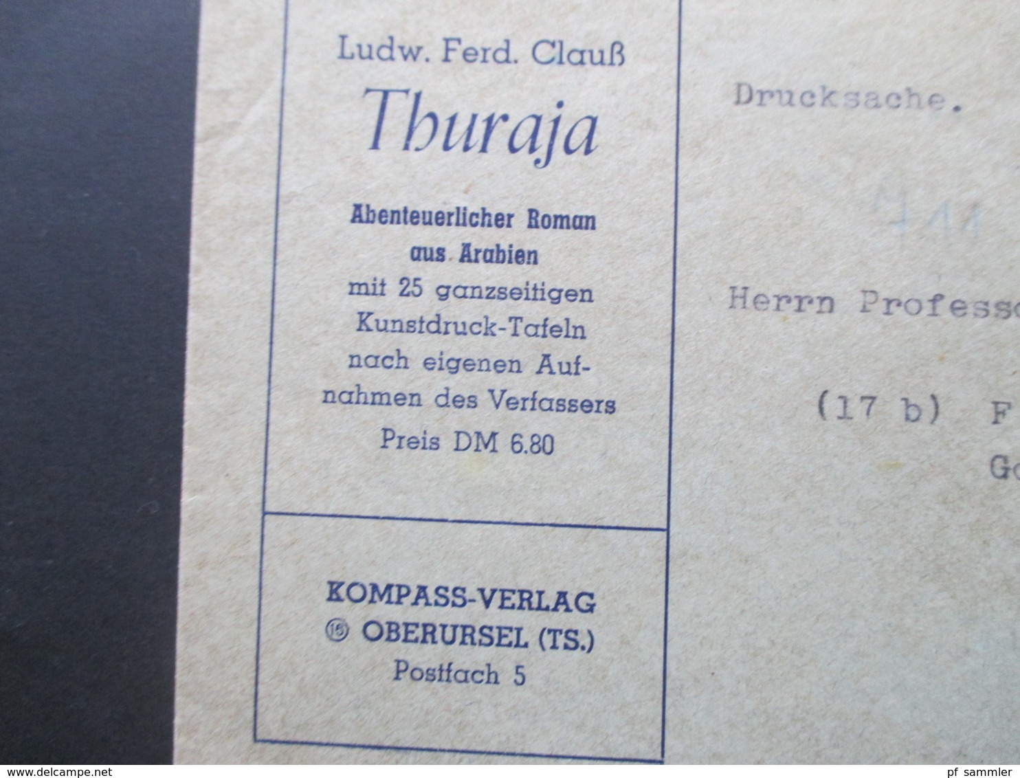 Bizone Bauten Nr. 74 Eg EF Drucksache Dekorativer Umschlag Thuraja Abenteuerlicher Roman Aus Arabien Kompass Verlag - Autres & Non Classés