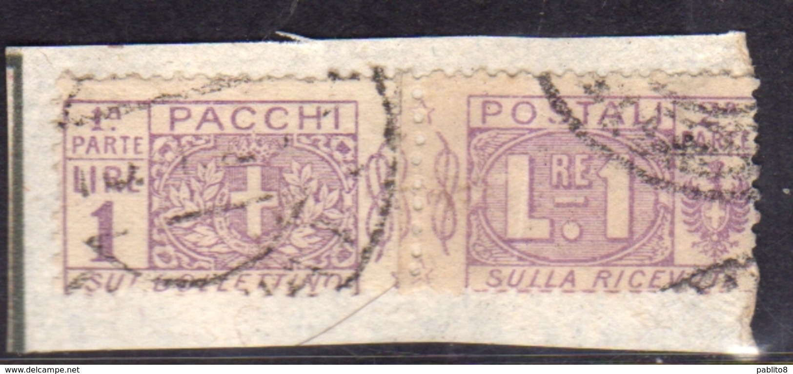 ITALY KINGDOM ITALIA REGNO 1914 - 1922 PACCHI POSTALI NODO DI SAVOIA LIRE 1 LIRA USATO  USED OBLITERE' - Pacchi Postali