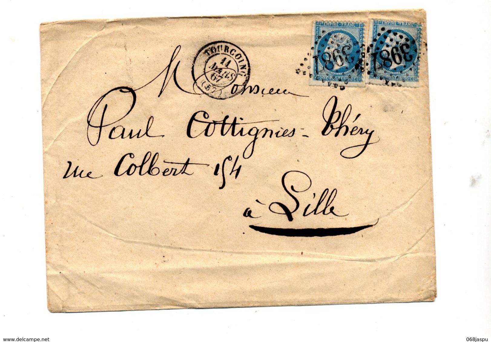 Lettre Cachet Losange Tourcoing Sur Napoleon + Lille - 1849-1876: Période Classique