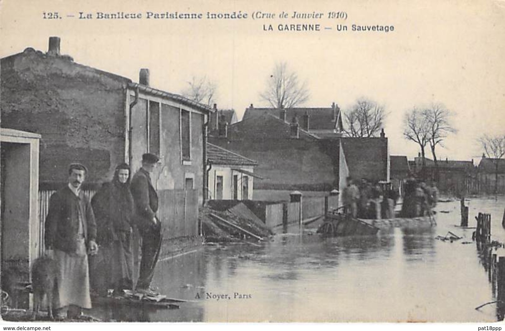 94 - LA GARENNE COLOMBES ( Inondations 1910 - Crues De La Seine ) Un Sauvetage ( Bonne Animation )  - CPA Val De Marne - La Garenne Colombes