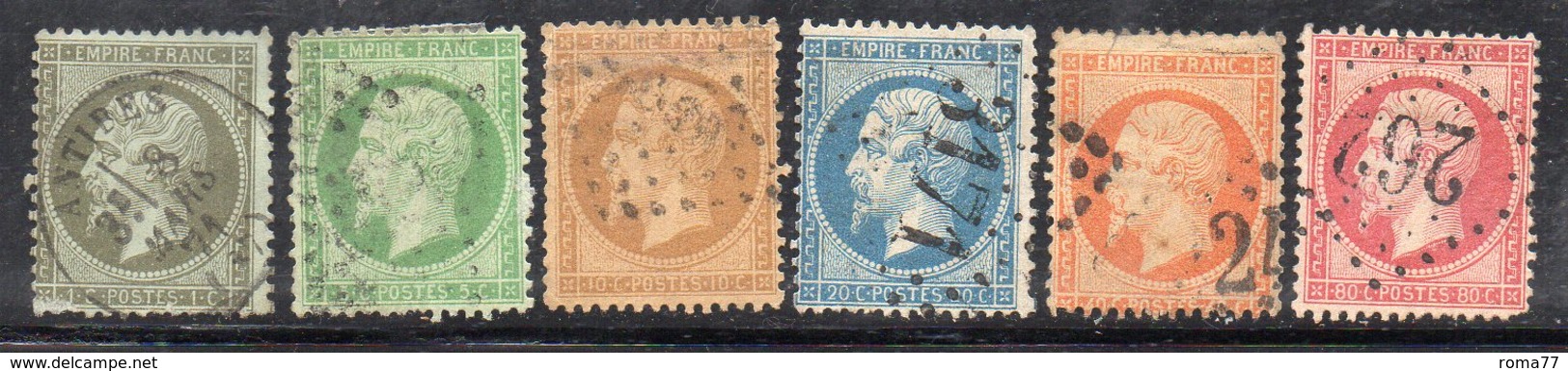 T106 - FRANCIA 1862 , Serie Unificato N. 19/24  Usata  (M2200). Da Difettosi A Belli - 1862 Napoleone III