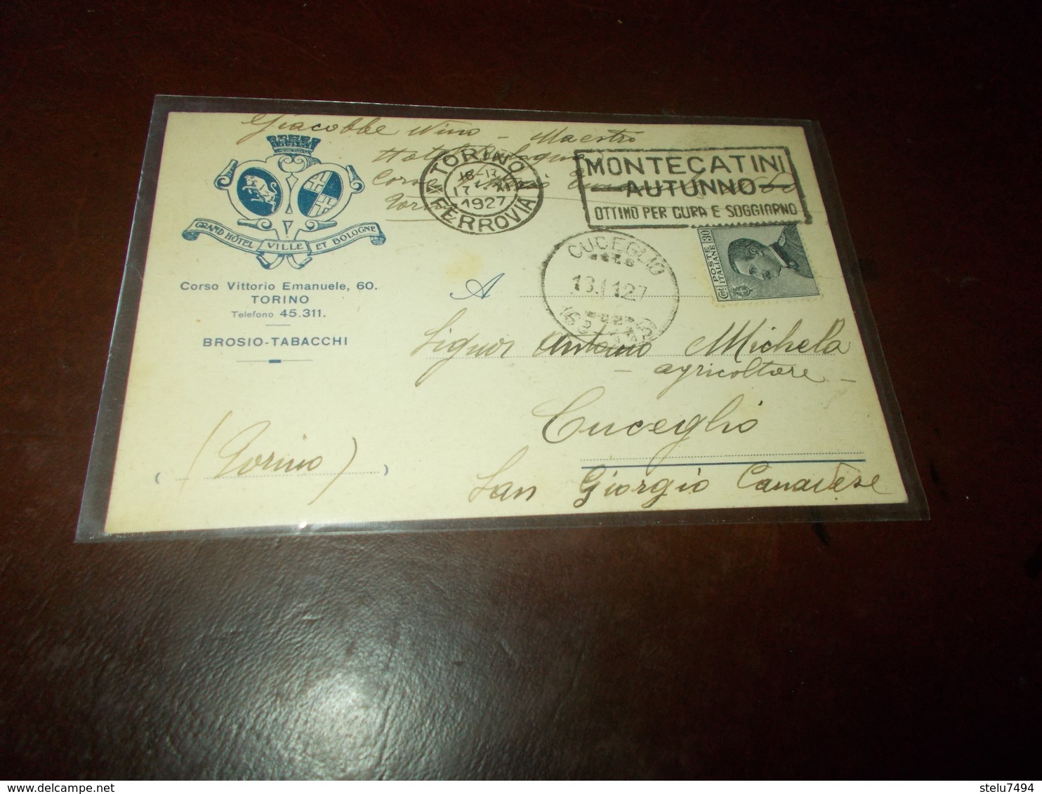 B761  Intero Postale Regno 1927 Brosio Tabacchi Torino Cm14x9 - Interi Postali
