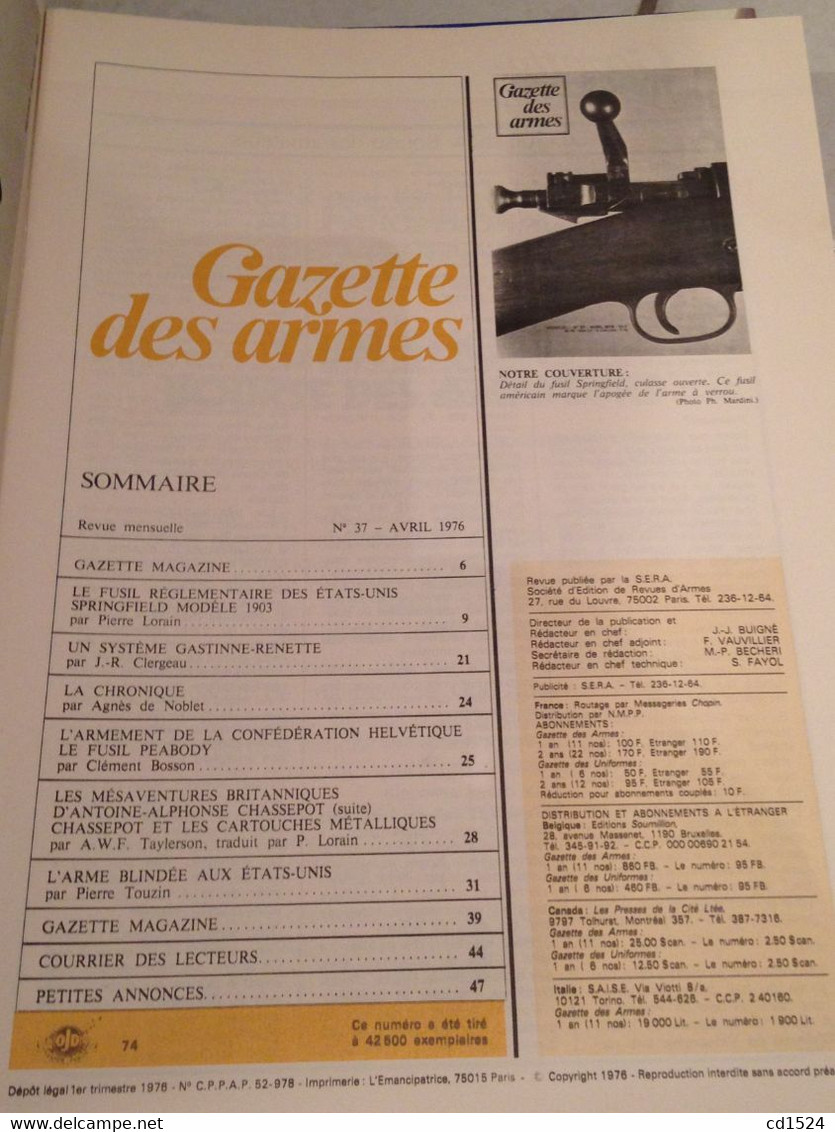 Revue GAZETTE DES ARMES N° 37 - Weapons